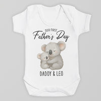 PERSONALISED Our First Father's Day - Choice of 12 Animal Designs - Baby Bodysuit