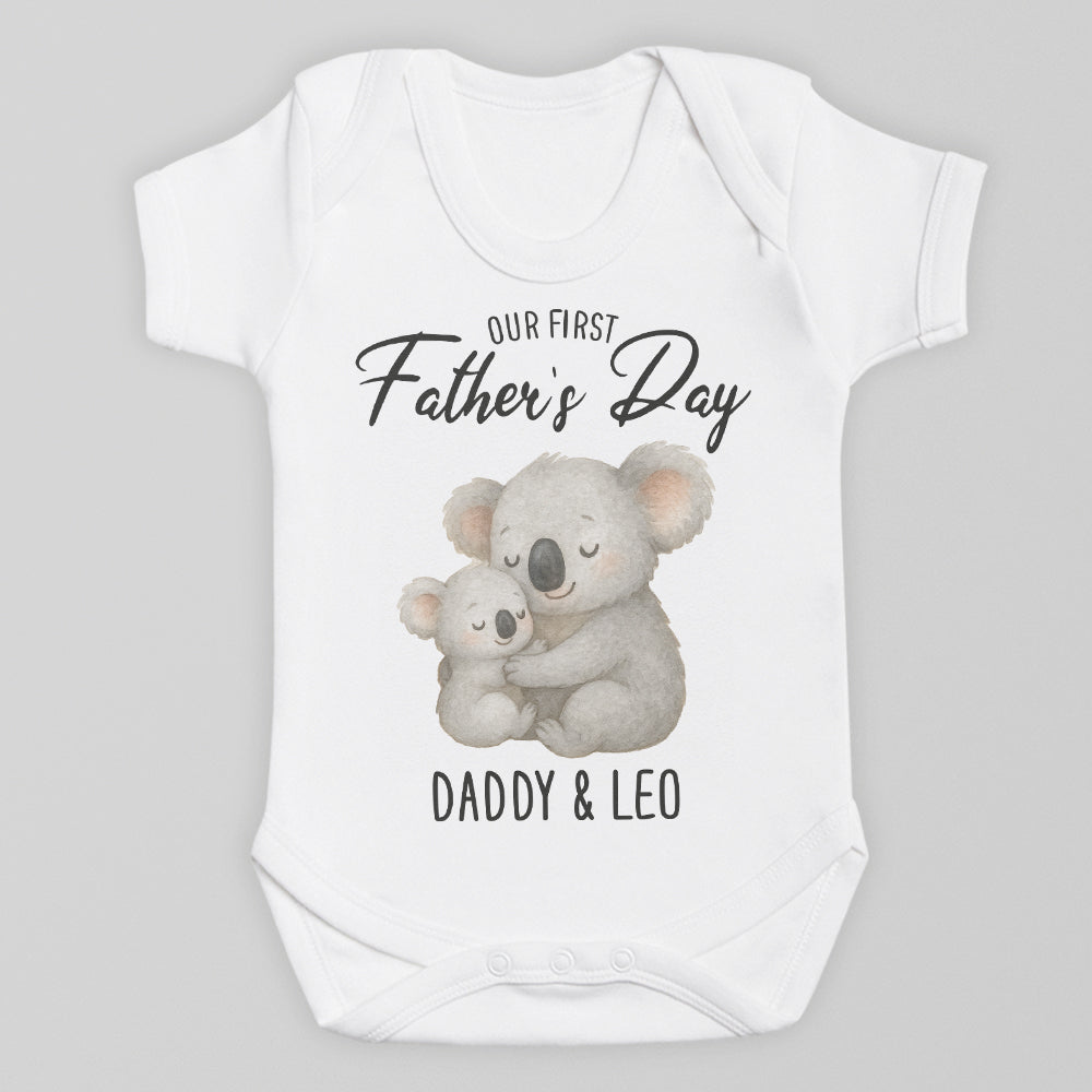 PERSONALISED Our First Father's Day - Choice of 12 Animal Designs - Baby Bodysuit