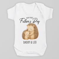 PERSONALISED Our First Father's Day - Choice of 12 Animal Designs - Baby Bodysuit