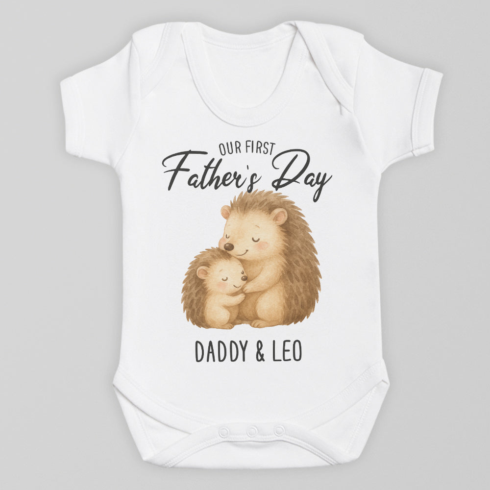 PERSONALISED Our First Father's Day - Choice of 12 Animal Designs - Baby Bodysuit