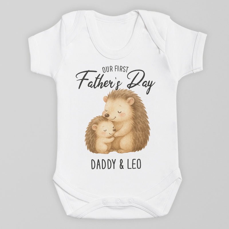 PERSONALISED Our First Father's Day - Choice of 12 Animal Designs - Baby Bodysuit