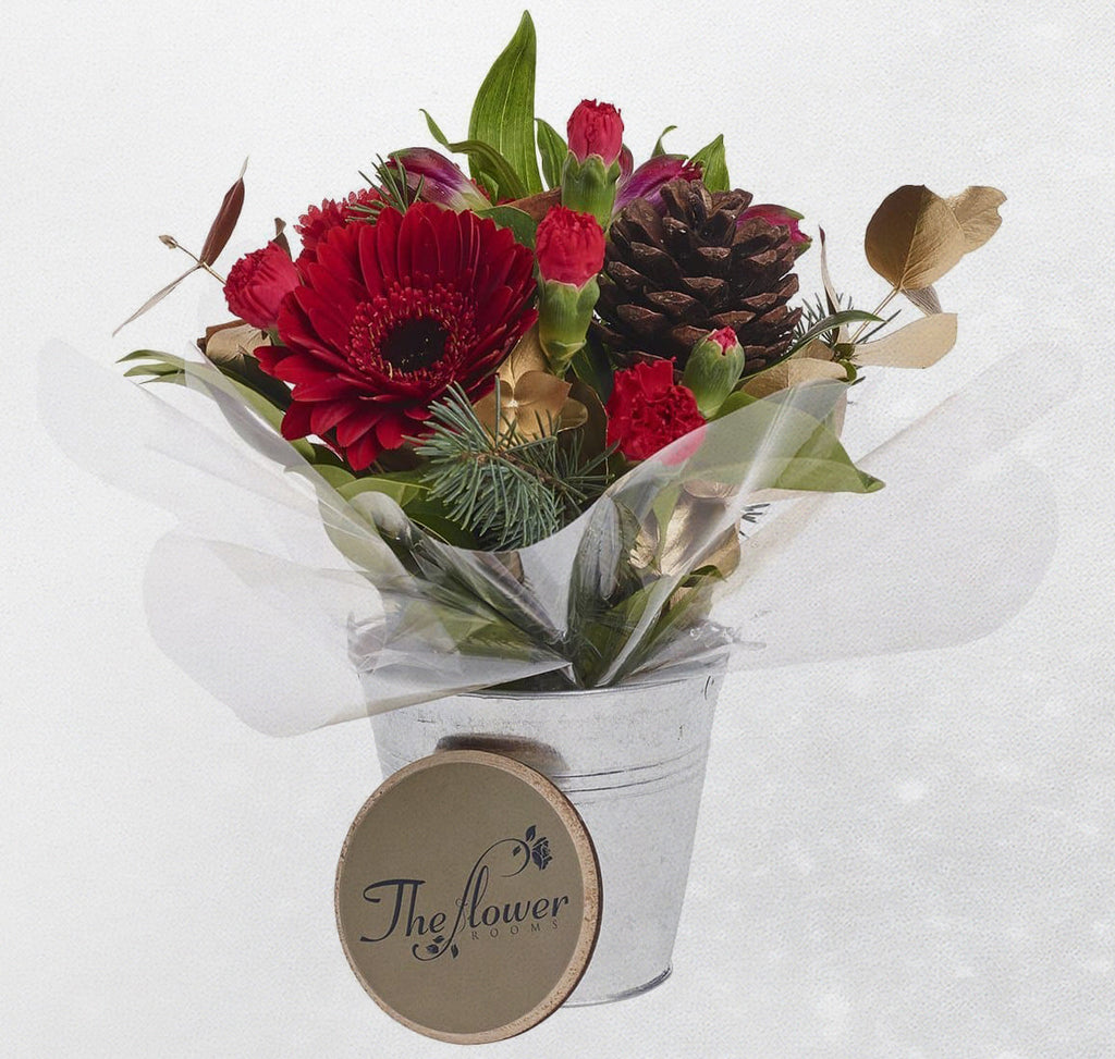 Christmas Red Tiny Tin - Flower Gift - Table Decoration