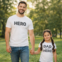 Hero & Dad Is My Hero - Matching Set - Baby / Kids T-Shirt & Dad T-Shirt - (Sold Separately)