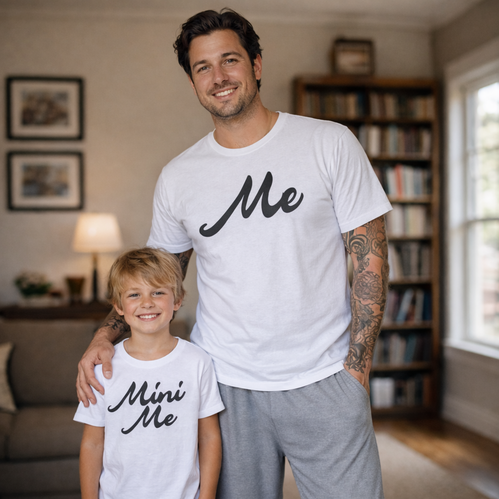 Me & Mini Me - Matching Set - Baby / Kids T-Shirt & Dad / Mum T-Shirt - (Sold Separately)