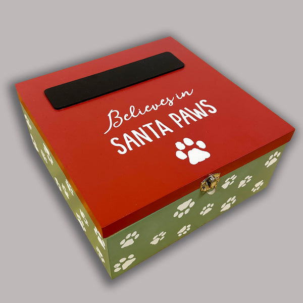 Santa Paws – Bedruckte Holzbox für Heiligabend – personalisiert mit Hundenamen