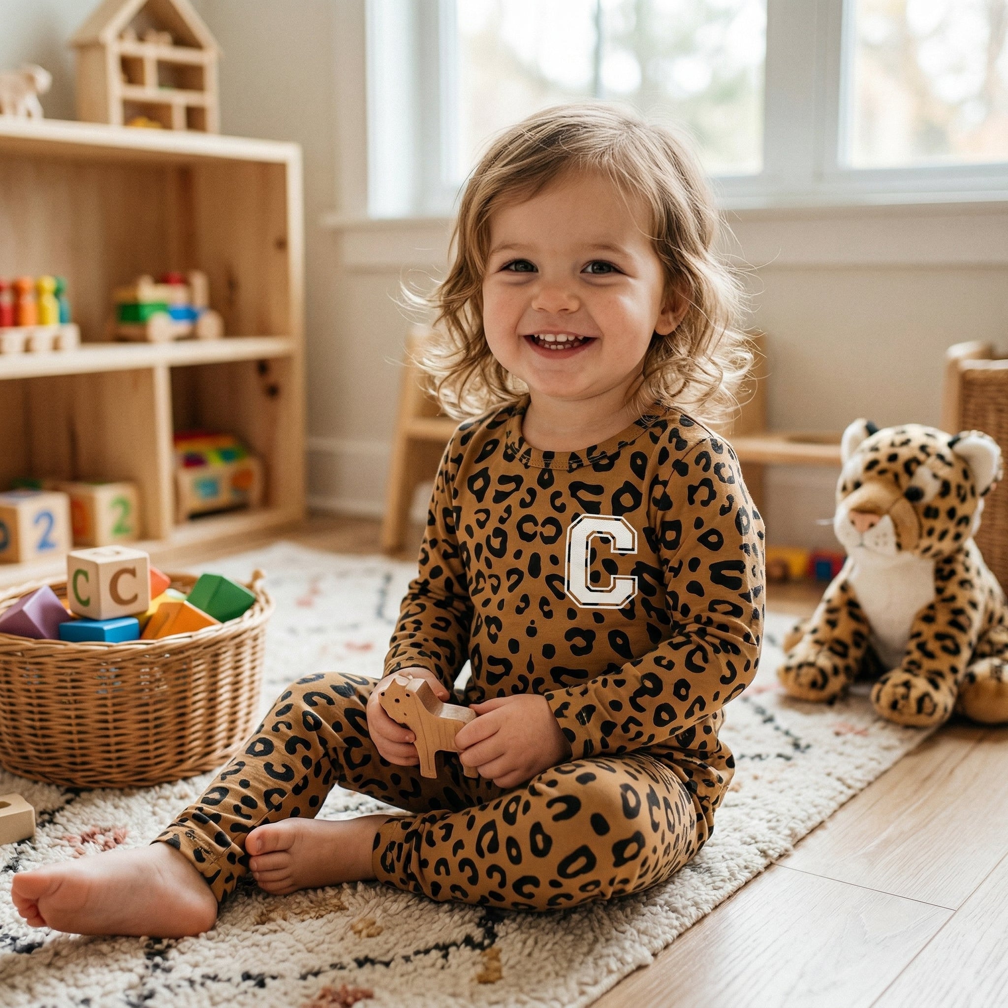 Plain Loungewear Set - Leopard Print - 0 months to 7 years