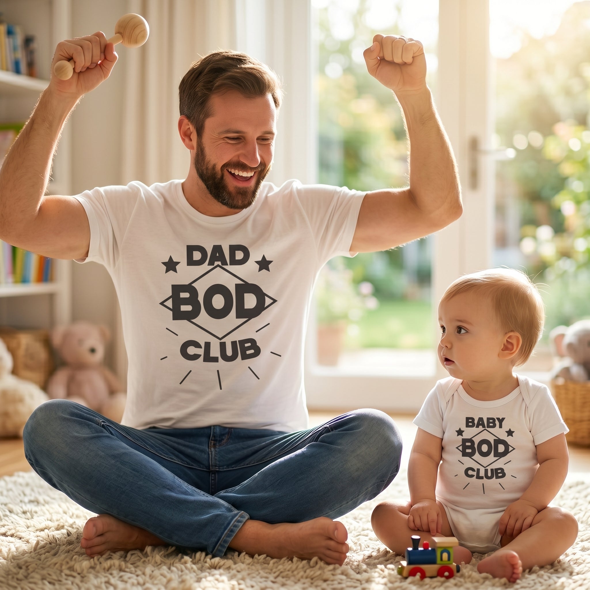 Baby Bod & Dad Bod Club - Mens T Shirt & Kid's T-Shirt - (Sold Separately)