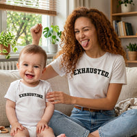 Anstrengend und erschöpft – Baby-T-Shirt und Body / Mama-T-Shirt – (separat erhältlich)
