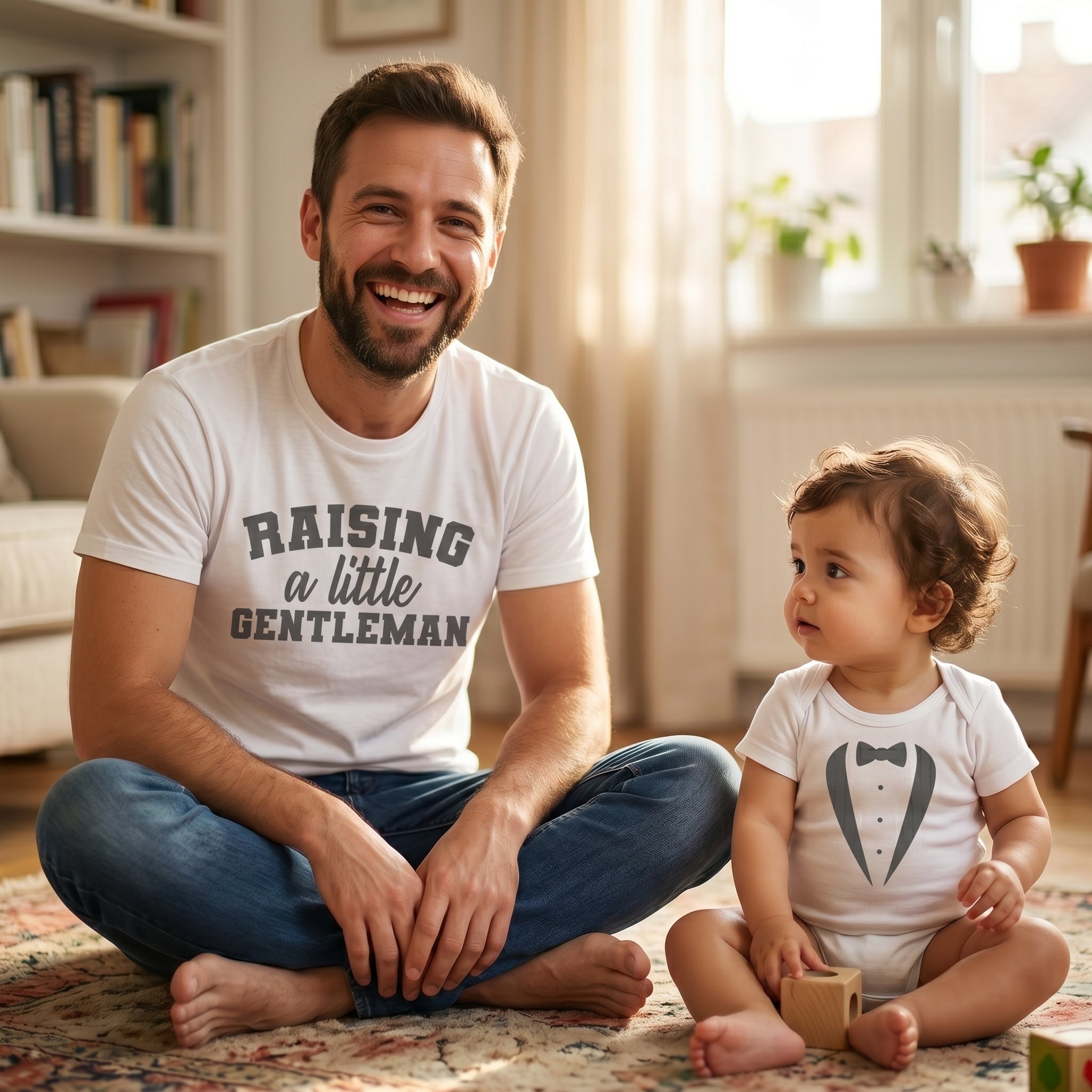 Raising A Little Gentleman - Mens T Shirt & Kid's T-Shirt - (Sold Separately)