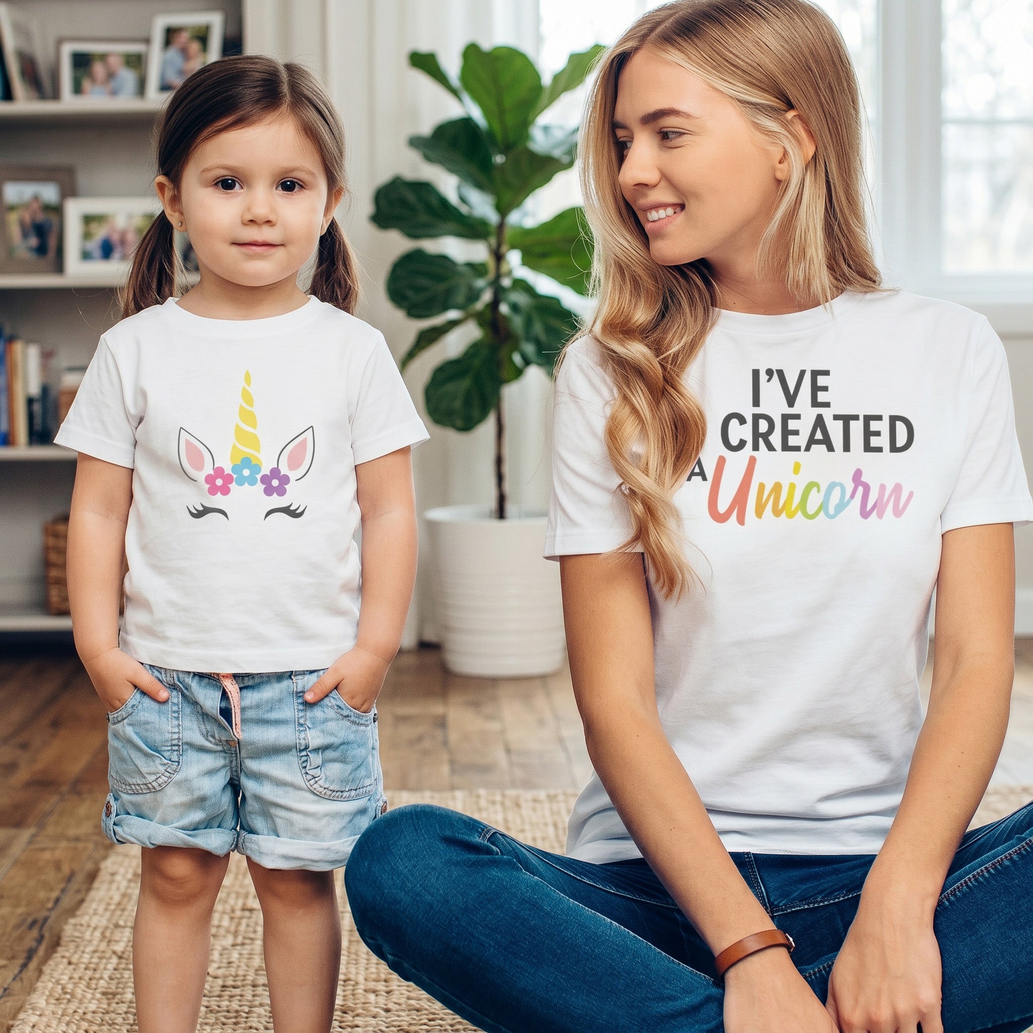 I've Created A Unicorn - Baby T-Shirt & Bodysuit / Mum T-Shirt - (Sold Separately)
