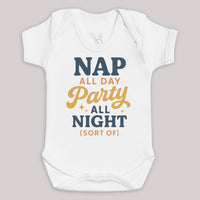 Nap All Day Party All Night - Baby Bodysuit (Choice of Style)