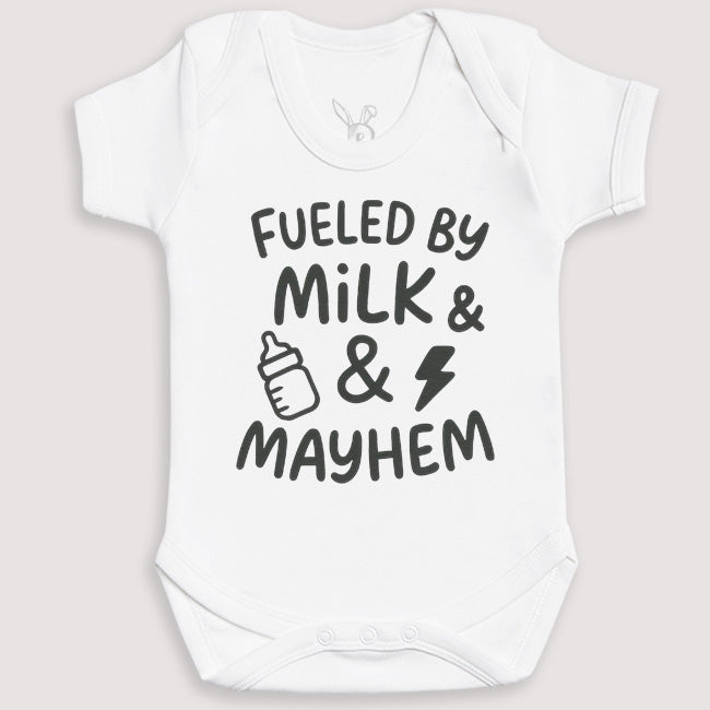 Fueled By Milk And Mayhem - Baby Gift Set - Baby Bodysuit Gift Set