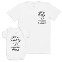 First My Daddy Forever My Hero - Baby Gift Set - Baby Bodysuit Gift Set
