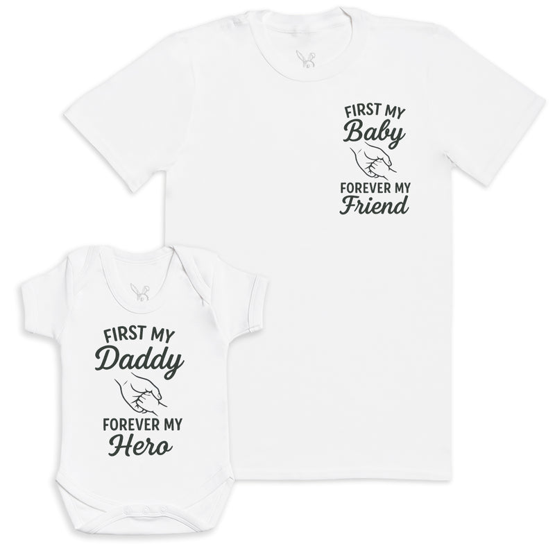 First My Daddy Forever My Hero - Baby Gift Set - Baby Bodysuit Gift Set