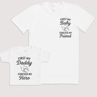 First My Daddy Forever My Hero - Baby Gift Set - Baby Bodysuit Gift Set