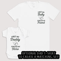 First My Daddy Forever My Hero - Baby Gift Set - Baby Bodysuit Gift Set