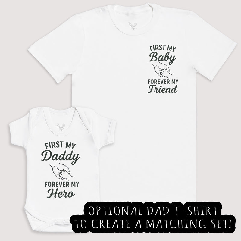 First My Daddy Forever My Hero - Baby Gift Set - Baby Bodysuit Gift Set