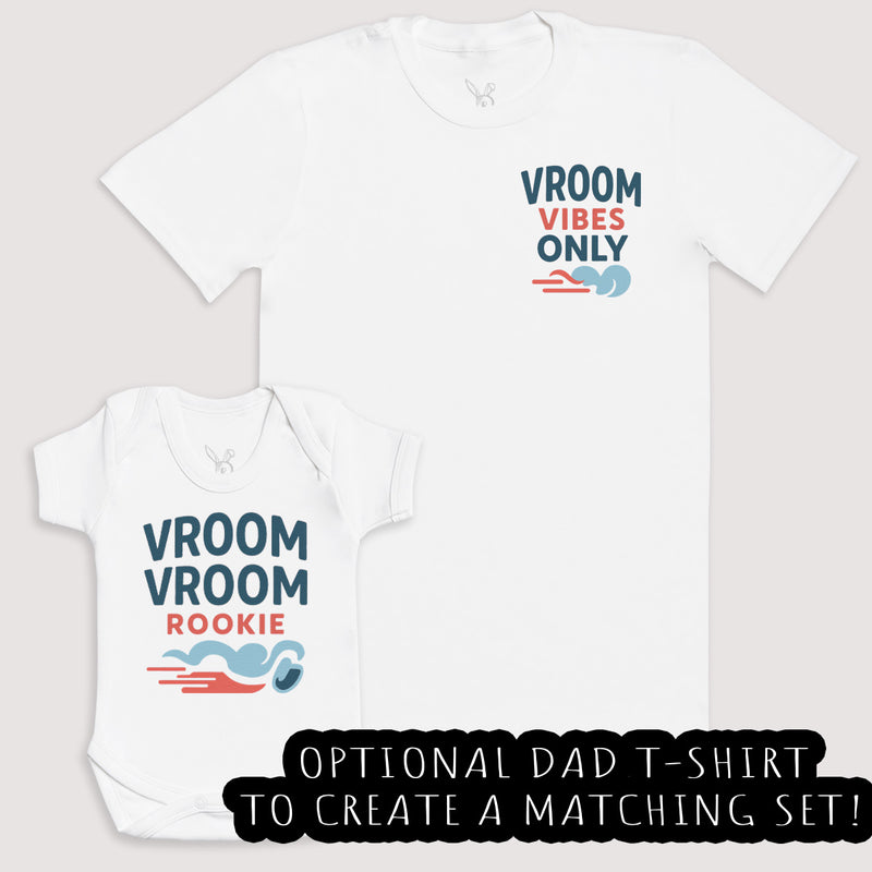 Vroom Vroom Rookie - Baby Gift Set - Baby Bodysuit Gift Set