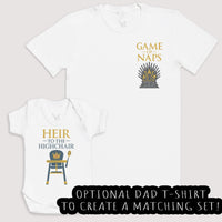 Heir To The Highchair - Baby Gift Set - Baby Bodysuit Gift Set