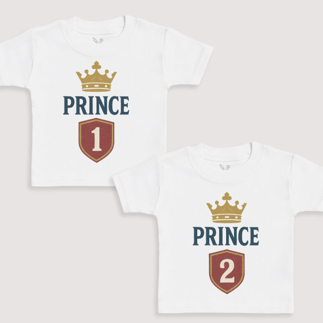 Prince 1 and Prince 2 - Baby Gift Set - Baby Bodysuit Gift Set