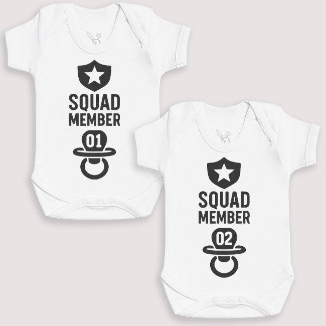 Squad Member 1 Squad Member 2 - Baby Gift Set - Baby Bodysuit Gift Set