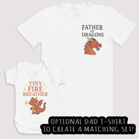 Tiny Fire Breather - Baby Gift Set - Baby Bodysuit Gift Set