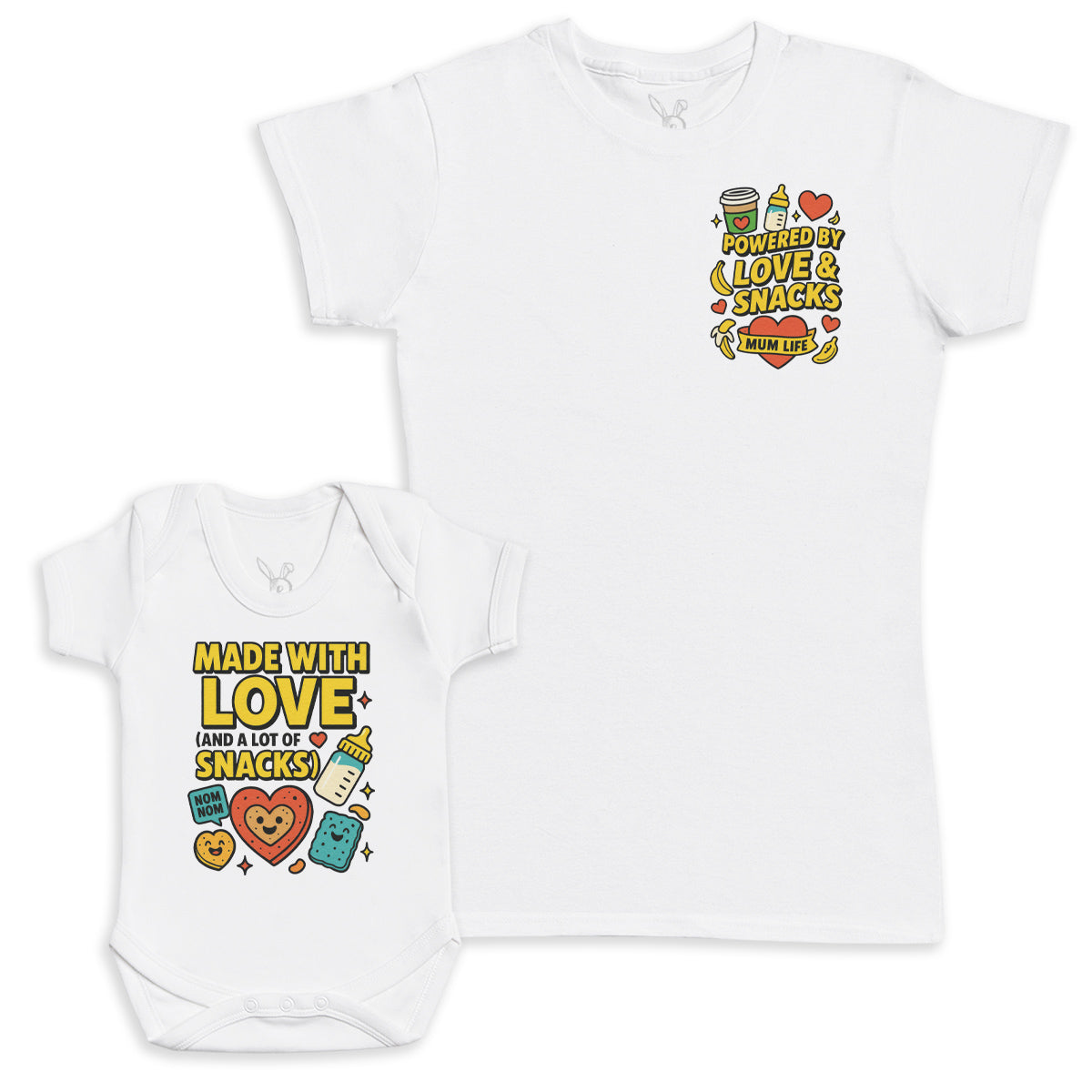 Made With Love And Snacks - Baby Gift Set - Baby Bodysuit Gift Set