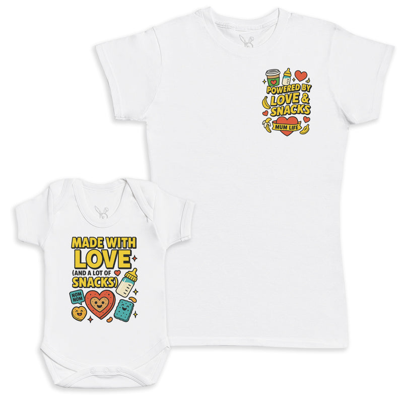 Made With Love And Snacks - Baby Gift Set - Baby Bodysuit Gift Set
