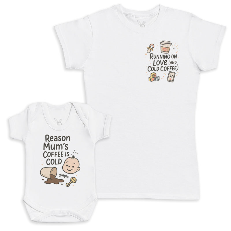 Reason Mums Coffee Is Cold - Baby Gift Set - Baby Bodysuit Gift Set