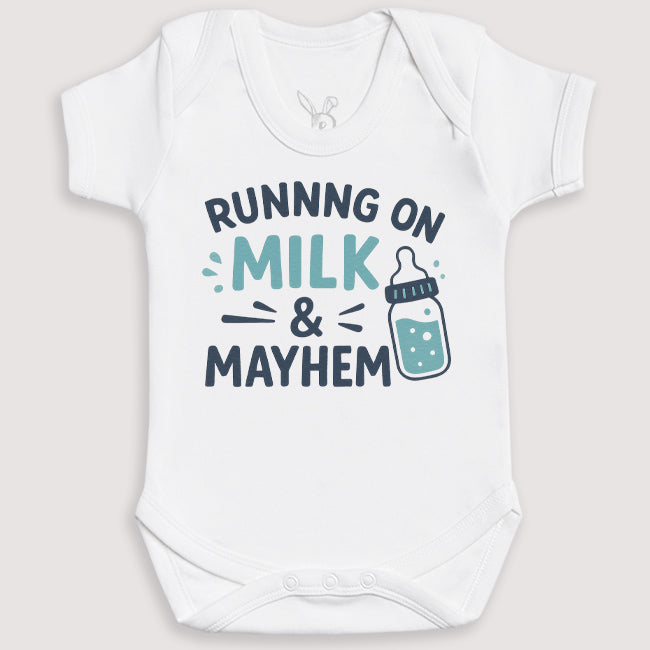 Running On Milk And Mayhem - Baby Gift Set - Baby Bodysuit Gift Set