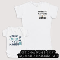 Running On Milk And Mayhem - Baby Gift Set - Baby Bodysuit Gift Set