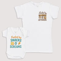 Fueled by Snacks and Screams - Baby Gift Set - Baby Bodysuit Gift Set