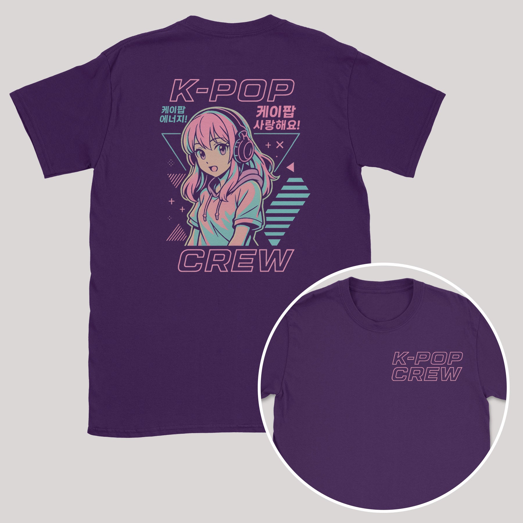 K-Pop Crew Bubblegum Beats Style - K-Pop Graphic Printed T-Shirt