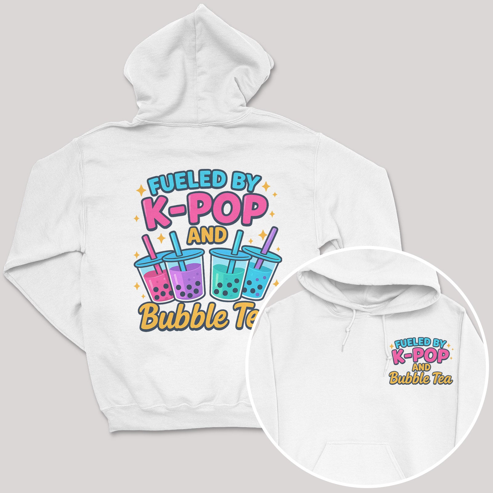 Fueled By K-Pop And bubble Tea - K-Pop Graphic Printed Hoodie