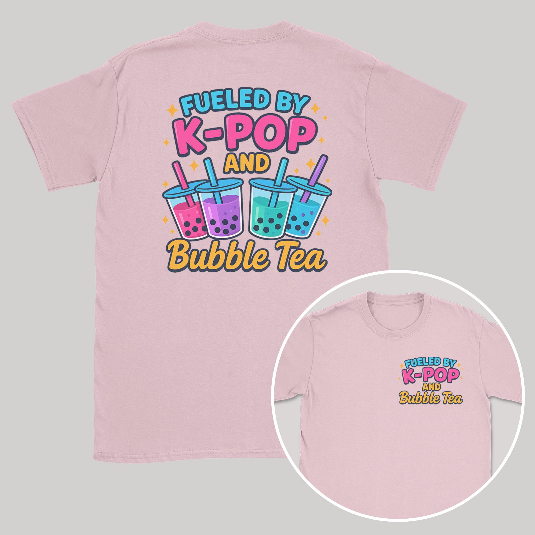 Fueled by K-Pop and Bubble Tea - K-Pop Graphic Printed T-Shirt