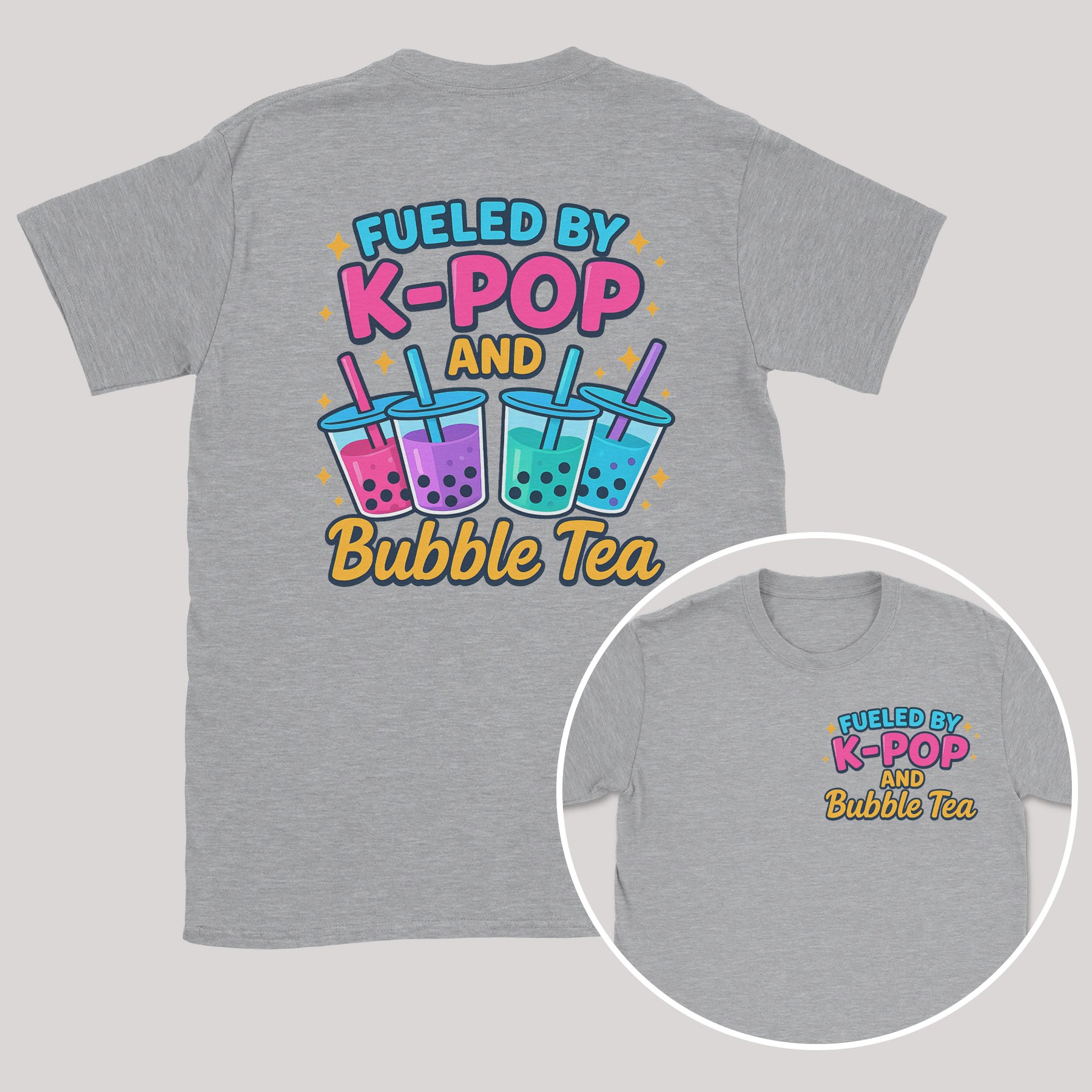 Fueled by K-Pop and Bubble Tea - K-Pop Graphic Printed T-Shirt