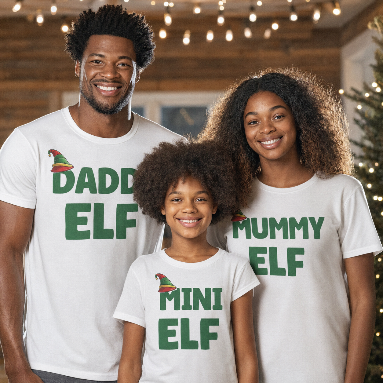Daddy, Mummy & Mini Elf - Family Matching Christmas Tops - Adult, Kids & Baby - (Sold Separately)