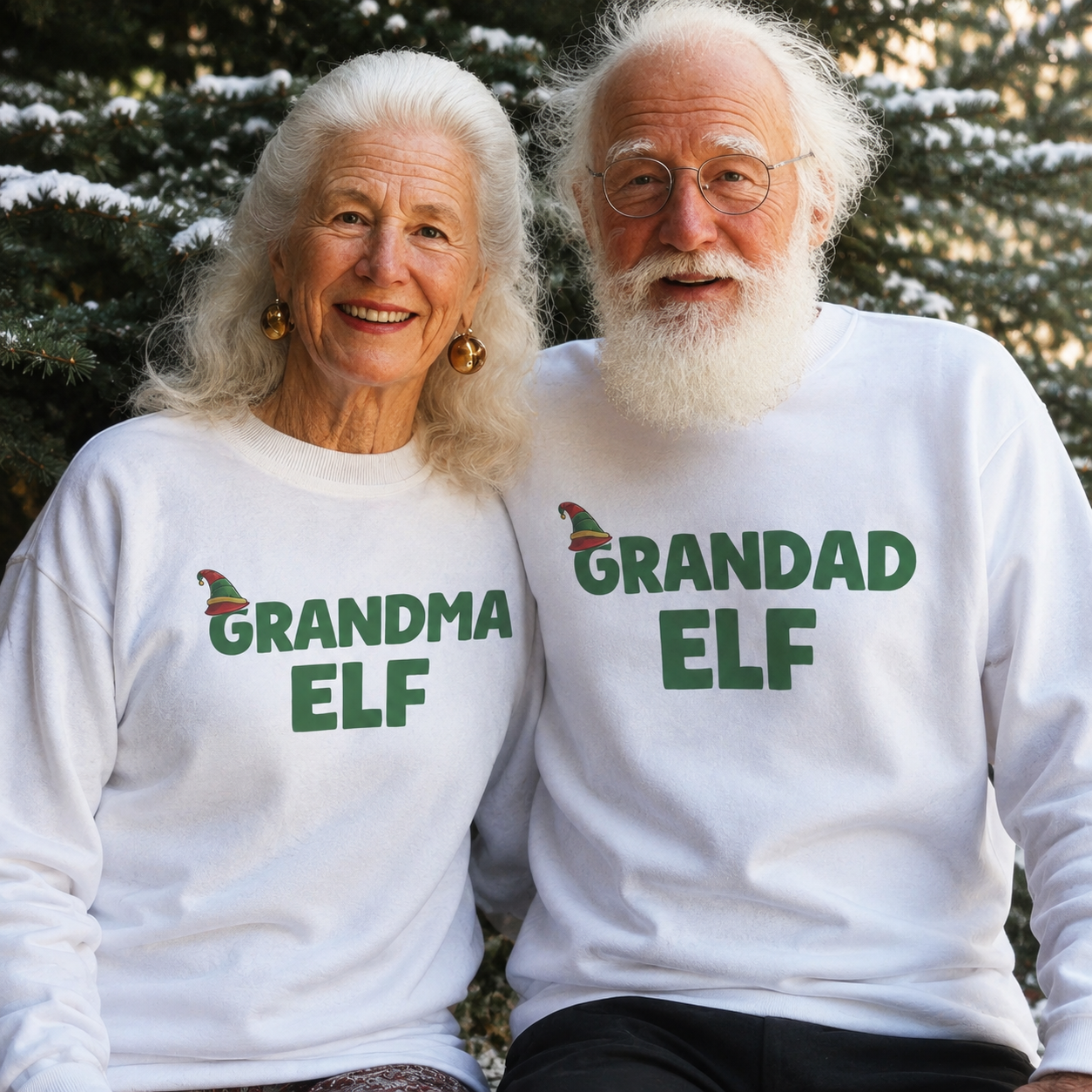 Grandma Elf & Grandad Elf - Christmas Jumper Sweatshirt - All Sizes - (Sold Separately)