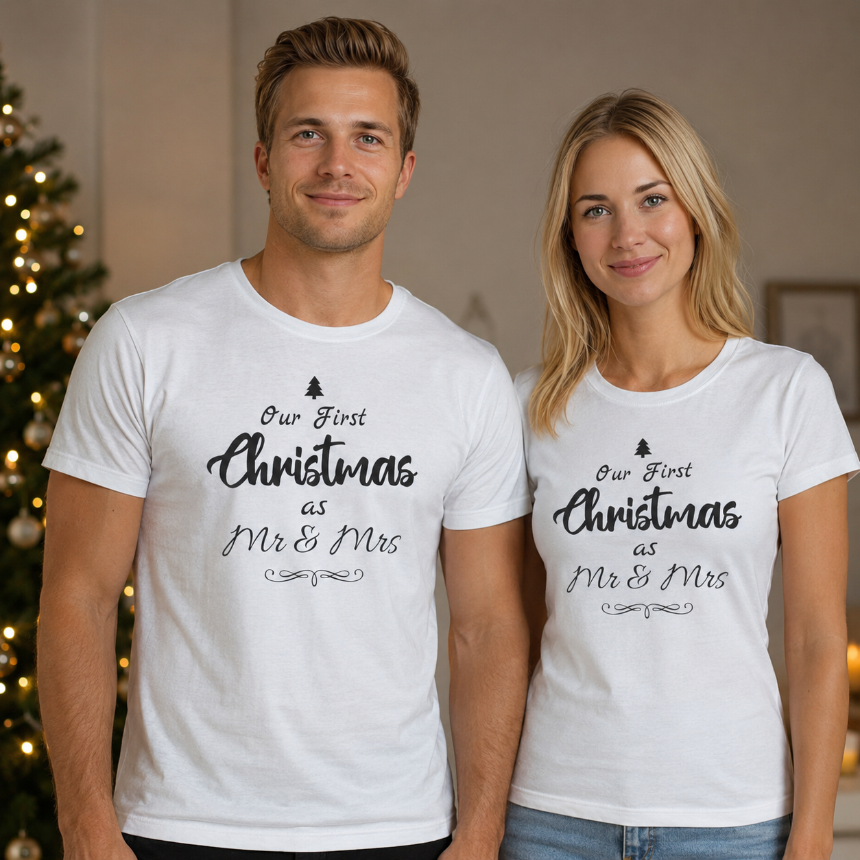 Our First Christmas as Mr & Mrs - Couple Matching Christmas Tops - (Sold Separately)