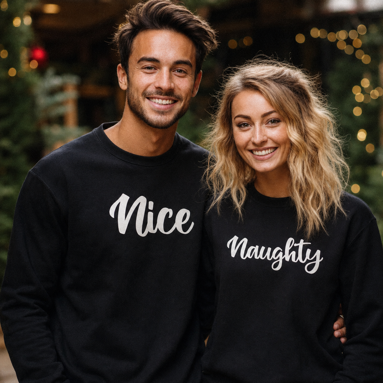 Nice & Naughty Christmas Sweater - Christmas Jumper Sweatshirt - All Sizes - (Sold Separately)
