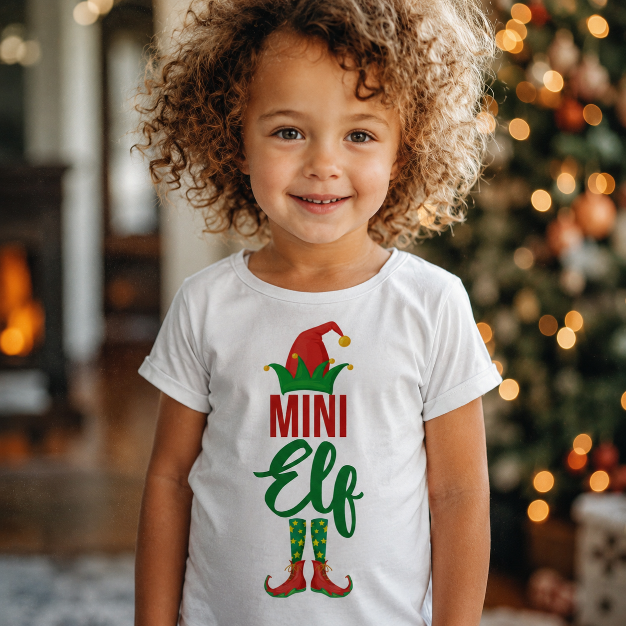Mini-Elf mit Hut und Füßen – passende Weihnachtsoberteile für die ganze Familie – Erwachsene, Kinder und Babys – (separat erhältlich)
