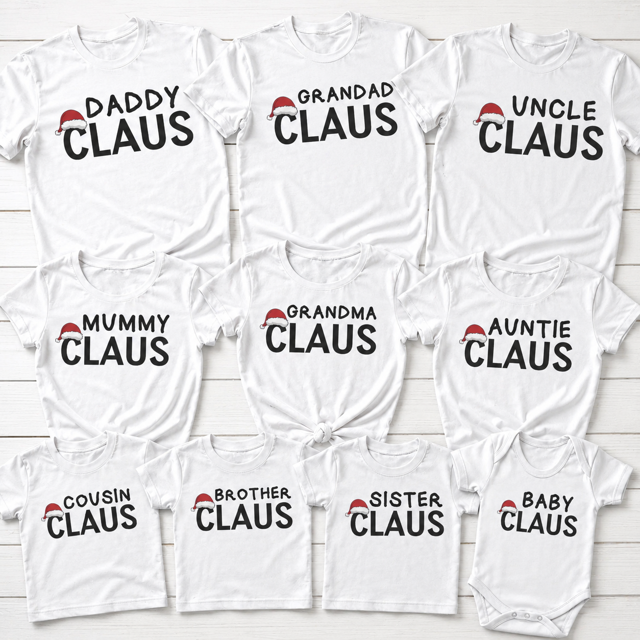 Full Family Claus Black Text - Family Matching Christmas Tops - Adult, Kids & Baby - (Sold Separately)