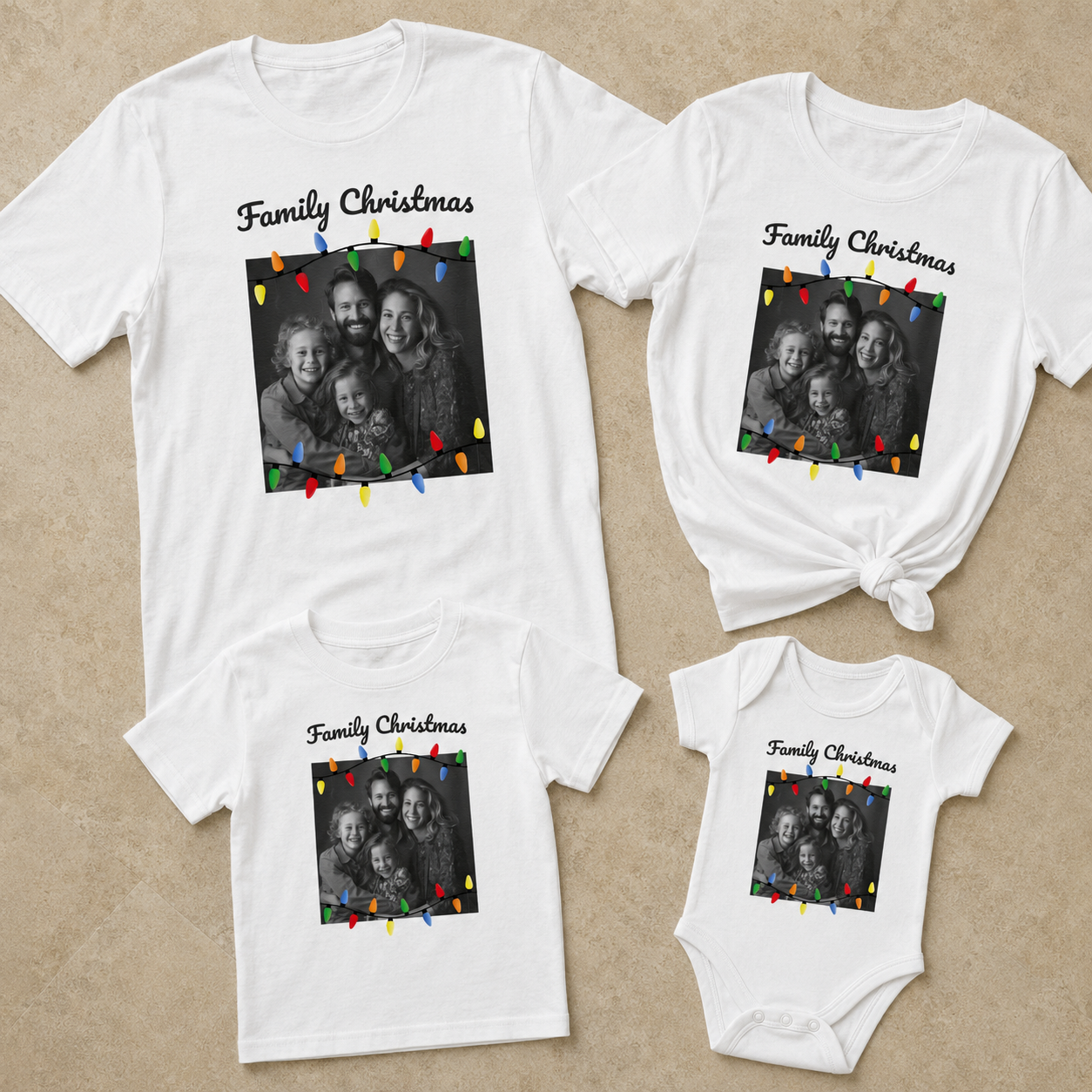 Personalisiertes Familienweihnachtsshirt mit Foto – Passende Weihnachtsoberteile für die ganze Familie – Erwachsene, Kinder und Babys – (separat erhältlich)