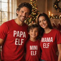 Papa, Mama, Mini-Elf, Weiß – Passende Weihnachtsoberteile für die ganze Familie – Erwachsene, Kinder und Babys – (separat erhältlich)