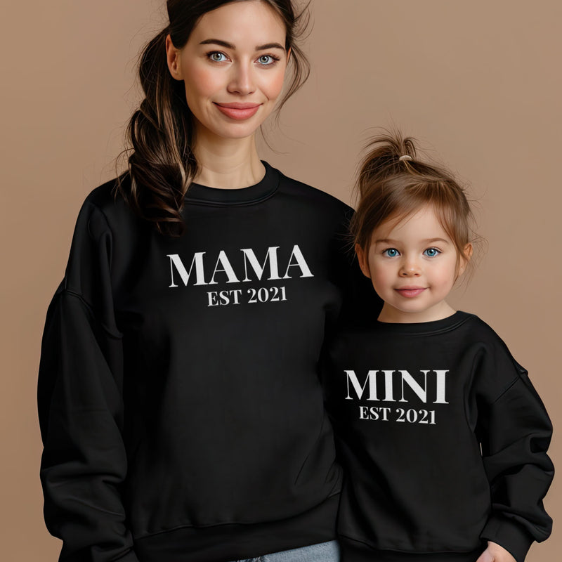 PERSONALISED Mama & Mini Est Date - All Styles - T-Shirt, Sweater or Hoodie - (Sold Separately)