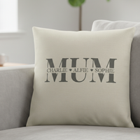PERSONALISED Mum & Names - Printed Cushion Cover
