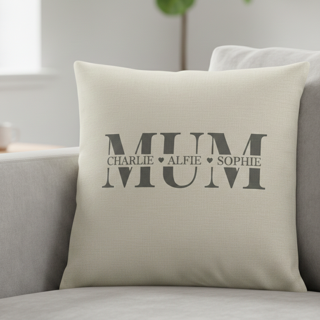 PERSONALISED Mum & Names - Printed Cushion Cover
