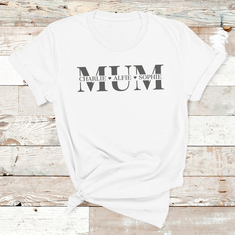 PERSONALISED Mum & Names - Womens T-Shirt - Mum T-Shirt