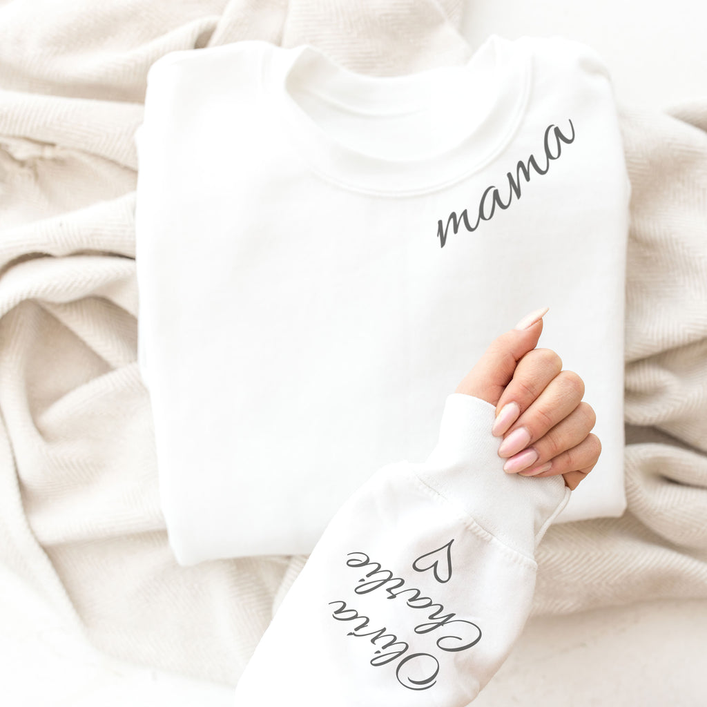 PERSONALISED Mama Collar & Sleeve Name Print - All Styles - Mum T-Shirt, Sweater & Hoodie