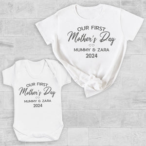 Personalised Our First Mother's Day - T-Shirt & Bodysuit / T-Shirt - (Sold Separately)